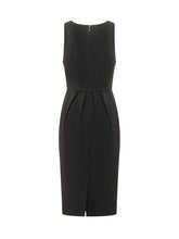 ELISABETTA FRANCHI - Abito Midi Senza Maniche con Pieghe - Nero - LIDIASHOPPING® - Official Website