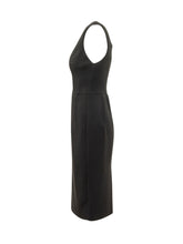 ELISABETTA FRANCHI - Abito Midi Senza Maniche con Pieghe - Nero - LIDIASHOPPING® - Official Website