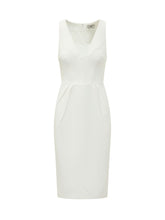 ELISABETTA FRANCHI - Abito Midi Senza Maniche con Pieghe - Bianco | Lidia Shopping | Official Website
