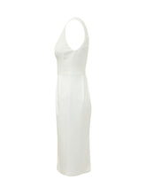 ELISABETTA FRANCHI - Abito Midi Senza Maniche con Pieghe - Bianco | Lidia Shopping ® | Official Website