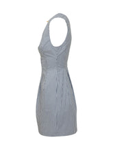 ELISABETTA FRANCHI - Striped Mini Dress with Decorative Chain - White - LIDIASHOPPING® - Official Website