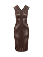 ELISABETTA FRANCHI - Draped Knit Midi Dress - Brown - LIDIASHOPPING® - Official Website