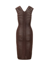 ELISABETTA FRANCHI - Draped Knit Midi Dress - Brown - LIDIASHOPPING® - Official Website