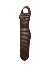 ELISABETTA FRANCHI - Draped Knit Midi Dress - Brown - LIDIASHOPPING® - Official Website