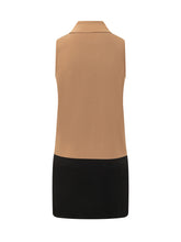 ELISABETTA FRANCHI - Color Block Knit Mini Dress with Jewel Buttons - Brown - LIDIASHOPPING® - Official Website