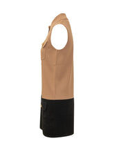 ELISABETTA FRANCHI - Color Block Knit Mini Dress with Jewel Buttons - Brown - LIDIASHOPPING® - Official Website