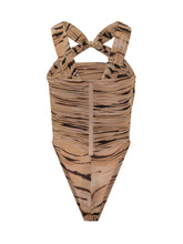 ELISABETTA FRANCHI - Bodysuit with Crossed Straps and Print - Brown - LIDIASHOPPING® - Official Website