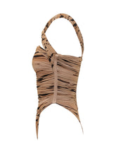 ELISABETTA FRANCHI - Bodysuit with Crossed Straps and Print - Brown - LIDIASHOPPING® - Official Website