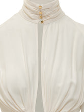 ELISABETTA FRANCHI - High Neck Blouse with Waist Tie - White - LIDIASHOPPING® - Official Website