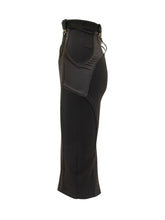 ELISABETTA FRANCHI - Midi Skirt with Belt and Seams - Black - LIDIASHOPPING® - Official Website
