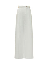 ELISABETTA FRANCHI - Pantalone a Vita Alta e Gamba Larga - Bianco | Lidia Shopping | Official Website