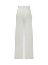 ELISABETTA FRANCHI - Pantalone a Vita Alta e Gamba Larga - Bianco | Lidia Shopping ® | Official Website