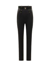 ELISABETTA FRANCHI - Pantalone a Vita Alta con Cintura e Dettagli Metallici - Nero - LIDIASHOPPING® - Official Website