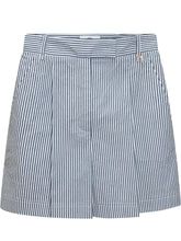 ELISABETTA FRANCHI - Short con Pieghe e Motivo a Righe - Blu | Lidia Shopping | Official Website