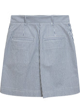 ELISABETTA FRANCHI - Short con Pieghe e Motivo a Righe - Blu | Lidia Shopping | Official Website