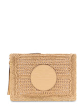 TORY BURCH - Pochette Ella Hand con Logo - Beige | Lidia Shopping | Official Website