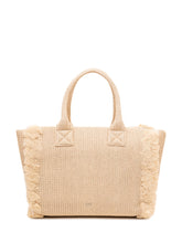 PINKO - Beach Shopper in Rafia con Logo - Beige - LIDIASHOPPING® - Official Website