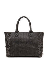 PINKO - Beach Shopper in Rafia con Logo - Nero - LIDIASHOPPING® - Official Website