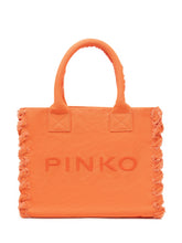 PINKO - Borsa Shopper in Canvas con Logo - Arancione - LIDIASHOPPING® - Official Website