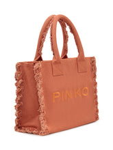 PINKO - Canvas Shopper Bag with Logo - Brown - LIDIASHOPPING® - Official Website