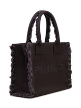 PINKO - Canvas Shopper Bag with Logo - Black - LIDIASHOPPING® - Official Website