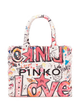 PINKO - Borsa Shopper in Canvas with Print - Multicolor - LIDIASHOPPING® - Official Website