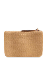 PINKO - Pochette in Rafia con Zip e Logo - Beige - LIDIASHOPPING® - Official Website