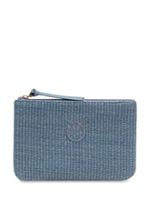 PINKO - Pochette in Rafia con Zip e Logo - Blu | Lidia Shopping ® | Official Website