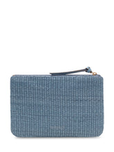PINKO - Raffia Pouch with Zip and Logo - Blue - LIDIASHOPPING® - Official Website