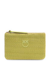 PINKO - Pochette in Rafia con Zip e Logo - Verde - LIDIASHOPPING® - Official Website