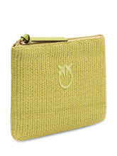PINKO - Pochette in Rafia con Zip e Logo - Verde - LIDIASHOPPING® - Official Website