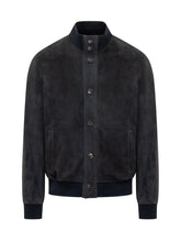 RENZO CENCI - Bomber Jacket with Knit Collar - Blue - LIDIASHOPPING® - Official Website