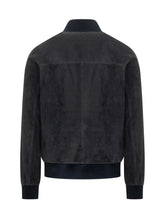 RENZO CENCI - Bomber Jacket with Knit Collar - Blue - LIDIASHOPPING® - Official Website