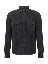RENZO CENCI - Camicia in Suede con Bottoni - Blu - LIDIASHOPPING® - Official Website