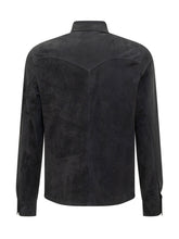 RENZO CENCI - Camicia in Suede con Bottoni - Blu - LIDIASHOPPING® - Official Website