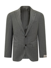 CORNELIANI - Pinstriped Suit with Two Button Jacket and Trousers - Grey - LIDIASHOPPING® - Official Website