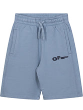 OFF-WHITE KIDS - Sweatshorts with Type Logo - Blue - LIDIASHOPPING® - Official Website