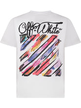 OFF-WHITE KIDS - T-Shirt with Diag Watercolor Print - White - LIDIASHOPPING® - Official Website