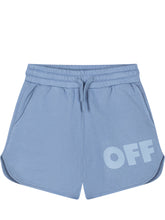 OFF-WHITE KIDS - Sweatshorts with Printed Logo - Blue - LIDIASHOPPING® - Official Website