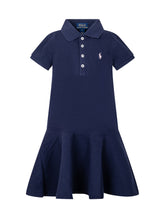 POLO RALPH LAUREN KIDS - Girls Cotton Piqué Polo Dress - Blue - LIDIASHOPPING® - Official Website