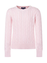 POLO RALPH LAUREN KIDS - Girls Cotton Cable-Knit Crewneck Sweater - Pink - LIDIASHOPPING® - Official Website