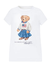 POLO RALPH LAUREN KIDS - Girls Cotton Polo Bear T-Shirt - White - LIDIASHOPPING® - Official Website