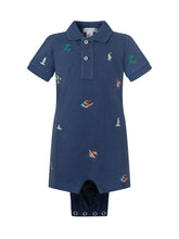 POLO RALPH LAUREN KIDS - Polo Romper with Embroidery - Blue - LIDIASHOPPING® - Official Website