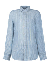 POLO RALPH LAUREN KIDS - Camicia Sportiva in Cotone e Lino a Righe - Blu - LIDIASHOPPING® - Official Website