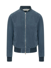 BARBA JACKET - Suede Jacket with Zip - Blue - LIDIASHOPPING® - Official Website