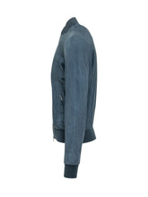 BARBA JACKET - Suede Jacket with Zip - Blue - LIDIASHOPPING® - Official Website
