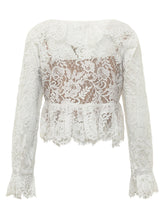 MICHAEL MICHAEL KORS - Lace V Neck Top with Long Sleeves - White - LIDIASHOPPING® - Official Website