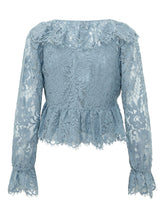 MICHAEL MICHAEL KORS - Lace V Neck Top with Long Sleeves - Blue - LIDIASHOPPING® - Official Website