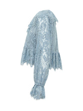 MICHAEL MICHAEL KORS - Lace V Neck Top with Long Sleeves - Blue - LIDIASHOPPING® - Official Website