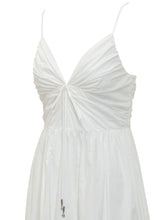 MICHAEL MICHAEL KORS - Poplin Midi Dress with V Neck and Drawstring - White - LIDIASHOPPING® - Official Website